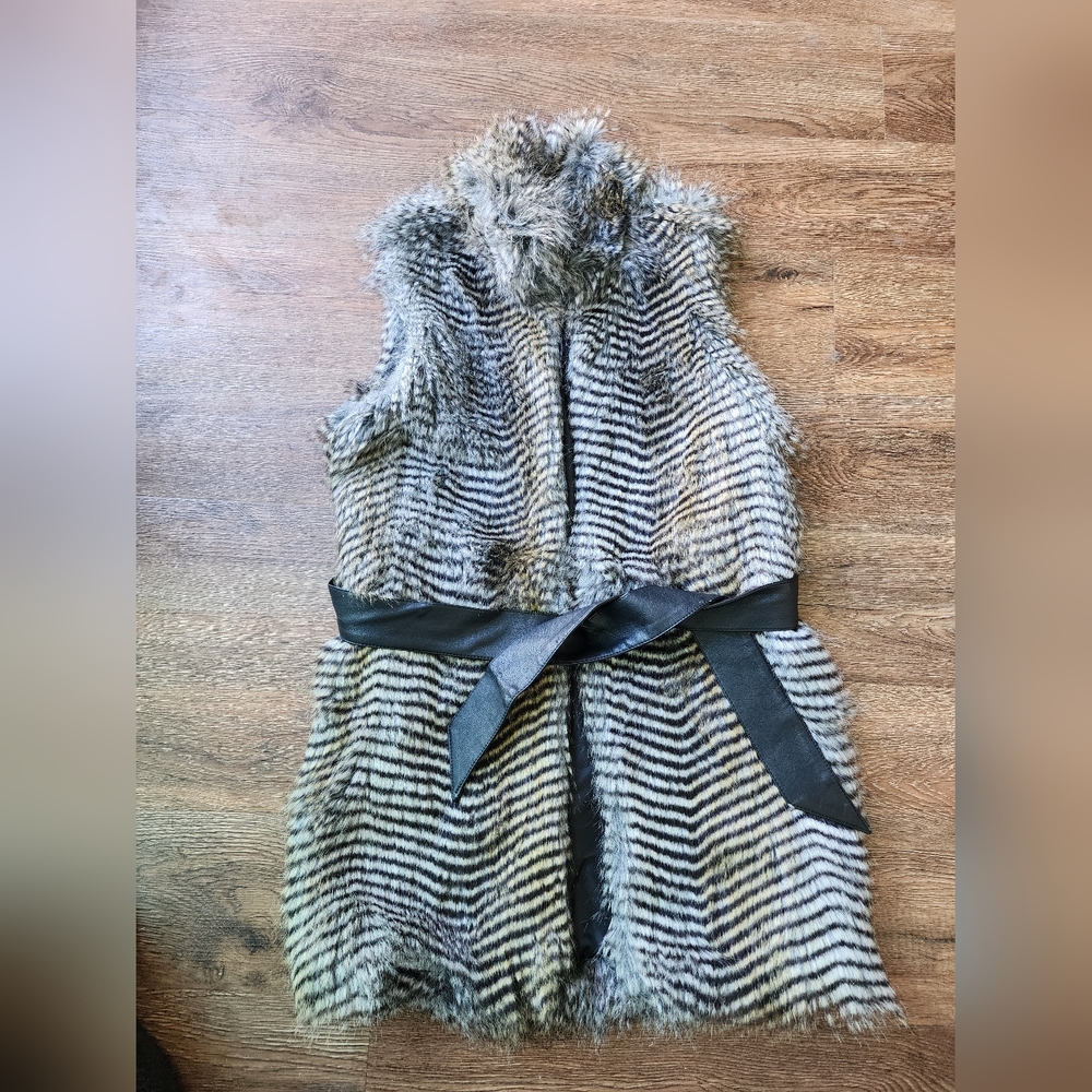 Faux chinchilla long vest